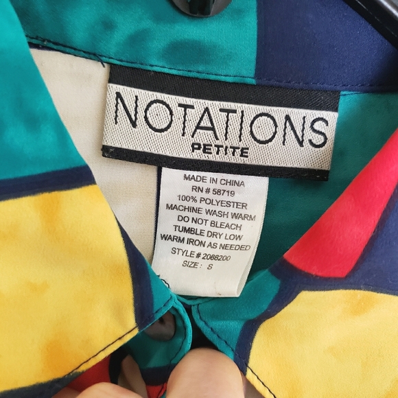 Notations Petite Colorful Square Print Blouse - Picture 8 of 10